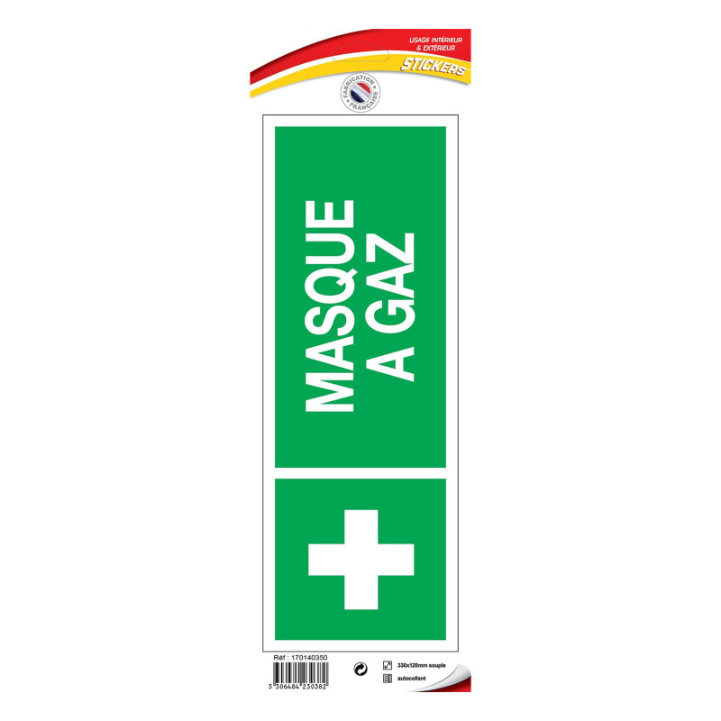 Panneau adhesif secours masque à gaz btp