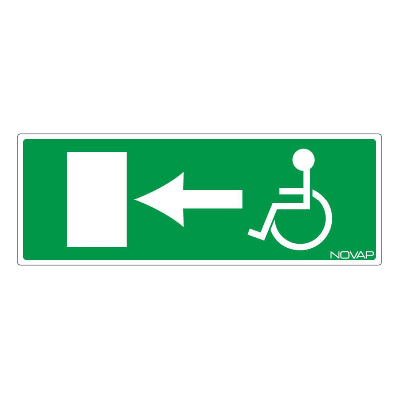 Panneau rigide sortie de secours handicapés à gauche Novap 