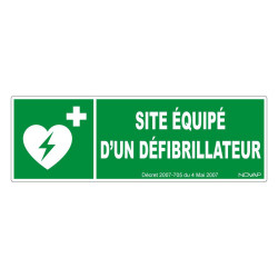 Panneau rigide secours site équipé d'un défibrillateur Novap