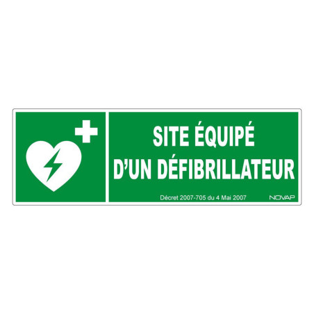 Panneau rigide secours site équipé d'un défibrillateur Novap