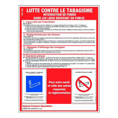 Panneau rigide lutte contre le tabagisme réglementation