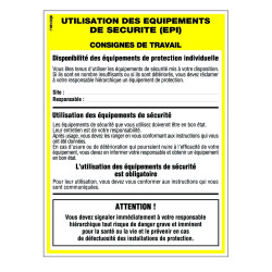 Panneau rigide consignes équipements de protection individuelle Novap