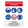 Panneau rigide respectez les consignes de sécurité industrie