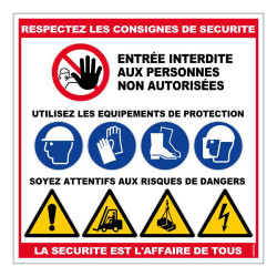 Panneau rigide consignes respectez les consignes de sécurité maintenance