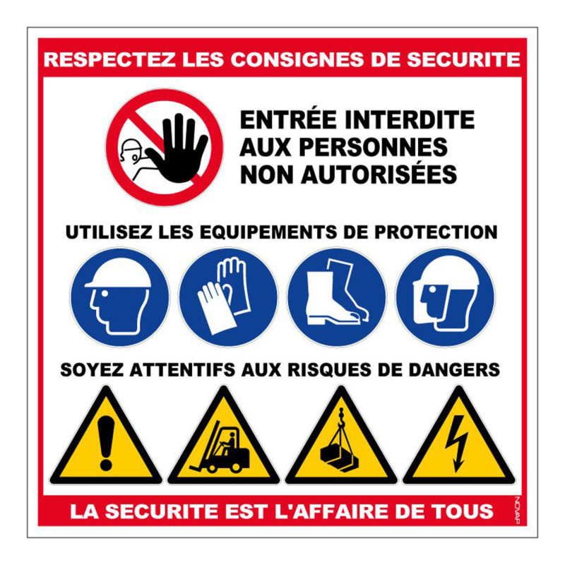 Panneau rigide consignes respectez les consignes de sécurité maintenance