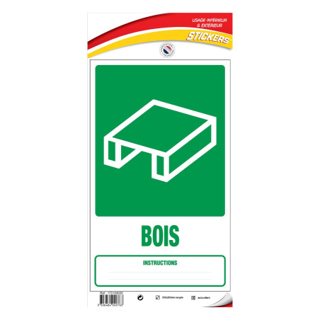Autocollant recyclage déchets bois entrepôts