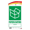 Autocollant recyclage déchets papiers et cartons environnement