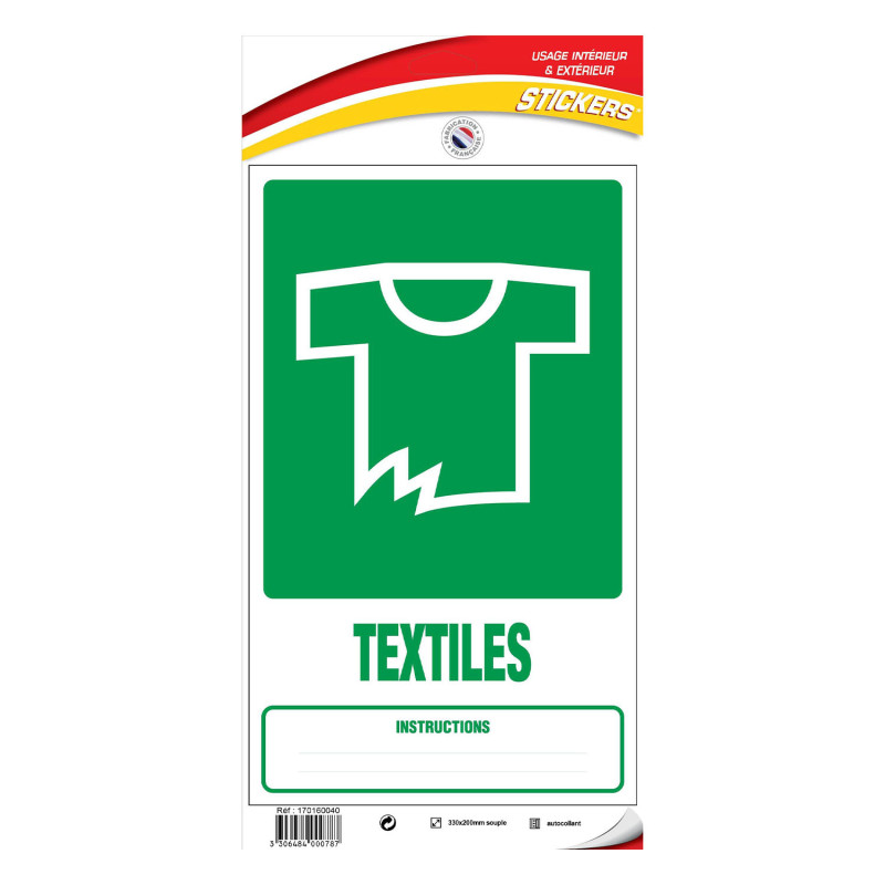 Panneau sticker recyclage déchets textiles environnement