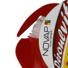 Dérouleur de ruban rouge et blanc de chantier