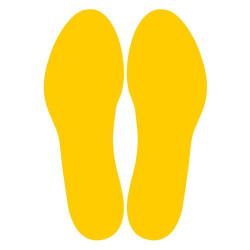Lot d'empreinte de pas jaune de signalisation btp