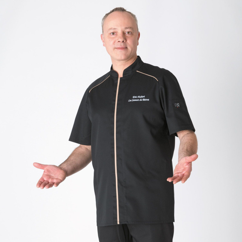 Veste De Cuisine Noire Manches Courtes Portwest - Veste De Cuisinier Pas Cher, Neuve
