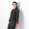 Veste cuisine femme noir et rouge